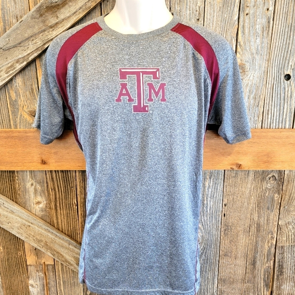 Texas A&M Aggies NCAA Maroon grey Short Sleeve Crew Neck performance  Medium
